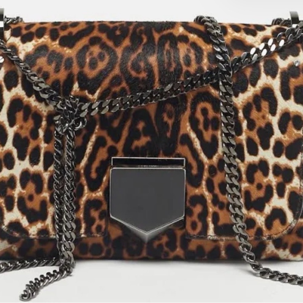 Jimmy Choo Leopard Print Crossbody Bag with Chain